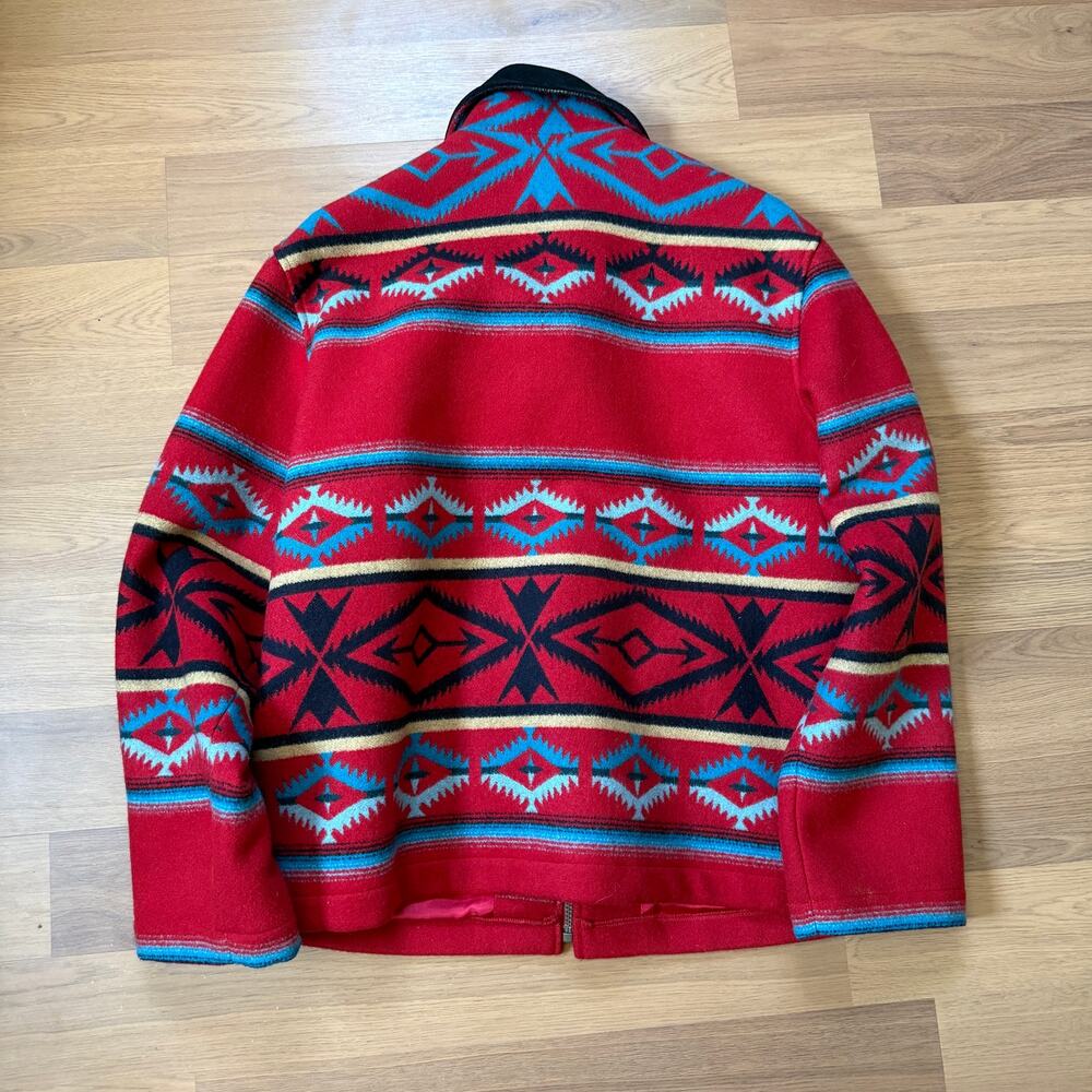 Women's Pendleton Woolen Mills Red Wool Aztec Zip Up Southwestern Jacket Sz L - Picture 7 of 7
